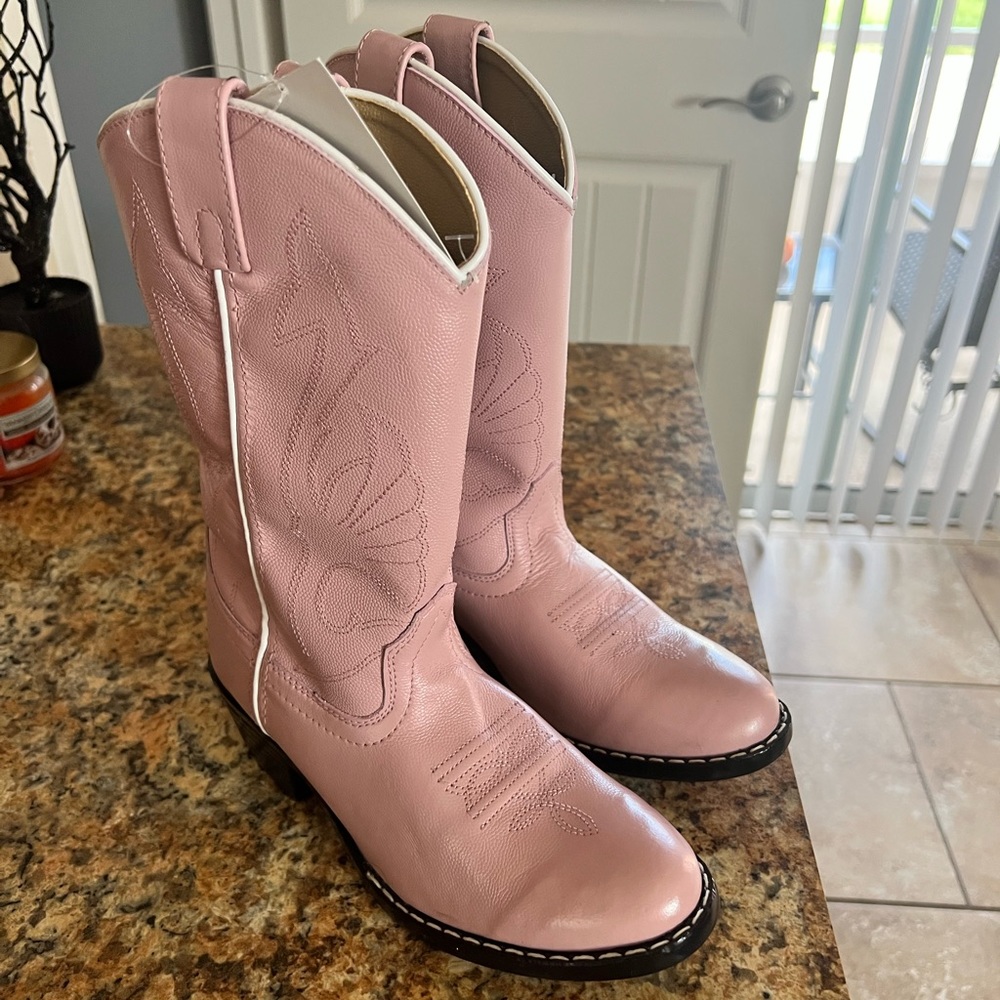 Pink leather boots